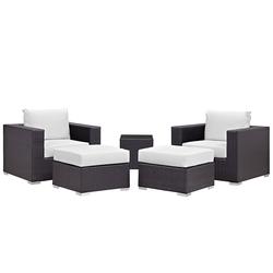 Convene 5 Piece Outdoor Patio Sectional Set in Espresso White - East End Imports EEI-2201-EXP-WHI-SET