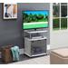 TV Stand /w Black Glass Cabinet in White Finish - Convenience Concepts 151056W