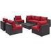 Convene 8 Piece Outdoor Patio Sectional Set in Espresso Red - East End Imports EEI-2205-EXP-RED-SET