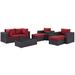 Convene 8 Piece Outdoor Patio Sectional Set in Espresso Red - East End Imports EEI-2206-EXP-RED-SET