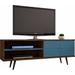 "Manhattan Comfort 201AMC93 - Liberty 62.99"" Mid Century - Modern TV Stand w/ 3 Shelves & 2 Doors in Rustic Brown & Aqua Blue w/ Solid Wood Legs"