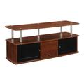 Designs2Go TV Stand with 3 Storage Cabinets and Shelf in Cherry Finish - Convenience Concepts 151202CH