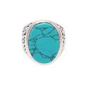 Turquoise Vibe,'Men's Sterling Silver and Oval Recon. Turquoise Ring'