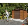 Yardmaster - Abri de jardin métal aspect bois 10,46 m² + kit d'ancrage - Marron
