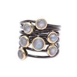 'Gold Accent Labradorite Multi-Stone Cocktail Ring from India'
