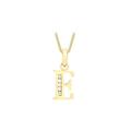 CARISSIMA Gold Women's 9 ct Yellow Gold Cubic Zirconia 7 x 12 mm Initial E Pendant on 9 ct Yellow Gold 0.7 mm Diamond Cut Curb Chain Necklace of Length 46 cm/18 Inch