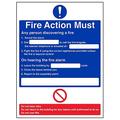 VSafety Schild "General Fire Action/Telephone", Hochformat, 3 Stück, 300mm x 400mm, 3