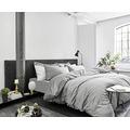 House Babylon Duvet Cover Set 600 Thread Count 100% Egyptian Cotton Luxury Bedding Quilt Covers With Fitted Sheet & 2 Pillowcases (Grey, Double 200x200cm)