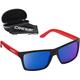 Cressi Unisex-Erwachsener Rio Sunglasses Premium Sport Sonnenbrille Polarisierte 100% UV-Schutz, Brillengestell Rot-Blau Verspiegelte Linsen, Einheitsgröße