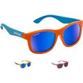 Cressi Unisex – Babys Teddy Sunglasses Polarisiert Kinder Sonnenbrille, Hellblau Wellen/Orange/Spiegelglas Blau, 3/5 Jahre