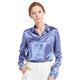 LilySilk Women's Charmeuse Silk Blouse Long Sleeve Ladies Top Shirt 100% Pure 22 Momme Grade 6A Silk (M/12, French-Blue)