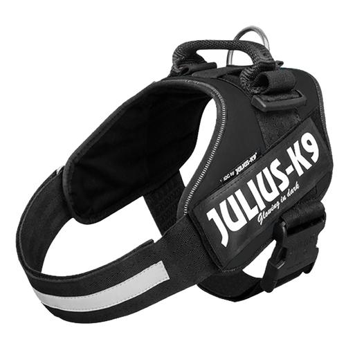 Julius-K9 IDC®-Powergeschirr schwarz + Julius-K9 Doppel-Führleine gummiert