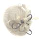 Caprilite Cream Ivory and Silver Grey Sinamay Big Disc Saucer Fascinator Hat for Women Weddings Headband