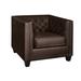 Armchair - Darby Home Co Devito 36" Wide Tufted Top Grain Leather Armchair Faux Leather/Leather Match/ in Brown | 30 H x 36 W x 36 D in | Wayfair