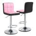 Orren Ellis Marte Swivel Adjustable Height PU Leather Bar Stool w/ Backrest Upholstered/Metal in Pink/Black | 17.5 W x 15 D in | Wayfair