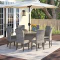 Sol 72 Outdoor™ Rochford 9 Piece Dining Set Glass/Wicker/Rattan in Gray | 60 W x 60 D in | Wayfair B968123CA49542CEB3E39AEF69CB9797