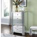 Everly Quinn 5 Drawer Mirrored Accent Chest Wood in Brown | 47.44 H x 28.94 W x 19.88 D in | Wayfair 25E0734A255B47898665A4365549EAFA