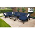 kathy ireland Homes & Gardens Madison Ave. 9 Piece Outdoor Aluminum Patio Furniture Set 09d in Midnight - TK Classics Madison-09D-Navy