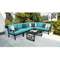 kathy ireland Homes & Gardens Madison Ave. 7 Piece Outdoor Aluminum Patio Furniture Set 07b in Aqua - TK Classics Madison-07B-Aruba