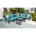 kathy ireland Homes & Gardens Madison Ave. 7 Piece Outdoor Aluminum Patio Furniture Set 07b in Aqua - TK Classics Madison-07B-Aruba