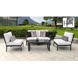 kathy ireland Homes & Gardens Madison Ave. 5 Piece Outdoor Aluminum Patio Furniture Set 05d in Alabaster - TK Classics Madison-05D-White