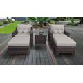 kathy ireland Homes & Gardens River Brook 5 Piece Outdoor Wicker Patio Furniture Set 05b in Almond - TK Classics River-05B-Beige