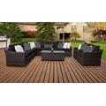 kathy ireland Homes & Gardens River Brook 10 Piece Outdoor Wicker Patio Furniture Set 10a in Onyx - TK Classics River-10A-Black