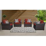 kathy ireland Homes & Gardens River Brook 4 Piece Outdoor Wicker Patio Furniture Set 04g in Cinnamon - TK Classics River-04G-Terracotta