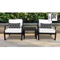 kathy ireland Homes & Gardens Madison Ave. 3 Piece Outdoor Aluminum Patio Furniture Set 03a in Snow - TK Classics Madison-03A-Snow