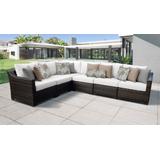 kathy ireland Homes & Gardens River Brook 6 Piece Outdoor Wicker Patio Furniture Set 06v in Alabaster - TK Classics River-06V-White