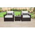 kathy ireland Homes & Gardens River Brook 3 Piece Outdoor Wicker Patio Furniture Set 03a in Snow - TK Classics River-03A-Snow
