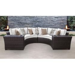 kathy ireland Homes & Gardens River Brook 4 Piece Outdoor Wicker Patio Furniture Set 04a in Snow - TK Classics River-04A-Snow