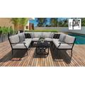 kathy ireland Homes & Gardens Madison Ave. 9 Piece Outdoor Aluminum Patio Furniture Set 09c in Almond - TK Classics Madison-09C-Beige