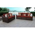 kathy ireland Homes & Gardens River Brook 5 Piece Outdoor Wicker Patio Furniture Set 05a in Cinnamon - TK Classics River-05A-Terracotta