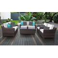 kathy ireland Homes & Gardens River Brook 7 Piece Outdoor Wicker Patio Furniture Set 07e in Snow - TK Classics River-07E-Snow