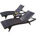 Ivy Bronx East Village 3 Piece Sun Lounger Set w/ Table Wicker/Rattan in Brown | 15 H x 27.5 W x 79.25 D in | Outdoor Furniture | Wayfair