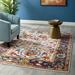 Blue/Orange 60 x 0.5 in Area Rug - Reflect Freesia Distressed Vintage Floral Persian Medallion Indoor & Outdoor Area Rug by Modway Polypropylene | Wayfair