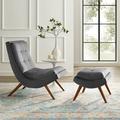 Lounge Chair - Ramp Upholstered Performance Velvet Lounge Chair & Ottoman Set by Modway Velvet in Gray | 35 H x 26 W x 35.5 D in | Wayfair