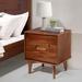 Mid Century Modern Wood Nightstand in Walnut - Walker Edison BR2DSLNSWT