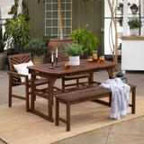 4-Piece Extendable Outdoor Patio Dining Set in Dark Brown - Walker Edison OW4TXVINDB