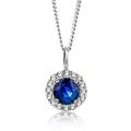 Miore Women's necklace in 9ct (375) White Gold with Sapphire 0.34 carat and Diamonds 0.05 ct pendant on 45 cm curb chain