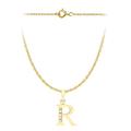 CARISSIMA Gold Women's 9 ct Yellow Gold Cubic Zirconia 10 x 12 mm Initial R Pendant on 9 ct Yellow Gold 0.4 mm Prince of Wales Chain Necklace of Length 46 cm/18 Inch