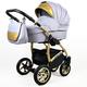 Lux4Kids Pram Pushchair Stroller 3in1 Megaset Buggy Car seat Car seat Baby seat Sports seat Isofix Golden Glow Silver 3in1 with car seat
