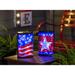 Evergreen Enterprises, Inc 9.3" Red, White & Blue Solar Powered Patriotic LED Outdoor Lantern in Blue/Red/White | 9.3 H x 5.9 W x 3.8 D in | Wayfair