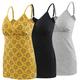 Pregnancy Breastfeeding Top, ZUMIY Maternity Nursing Tank Tops Seamless Cotton Basic Vest Sleeping Breastfeeding Bra, L, Black+Grey+Yellow Printing/ 3-pk