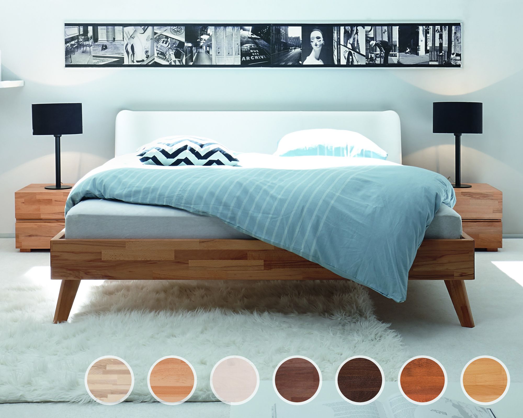 Hasena Wood-Line Massivholzbett Classic Leno/Boga 100x200 cm / Buche weiss lasiert, lackiert