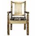 Loon Peak® Tustin Arm Chair in Brown Wood/Upholstered/Fabric in Brown/Green | 38 H x 18 W x 19 D in | Wayfair 49B1C0F23B934DA9BEAAEE1727EE3FB3
