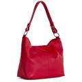 LiaTalia Womens Genuine Italian Leather Medium Size Shoulder Hobo Bag - Adjustable Long Strap Handbag - EMMY [Red]