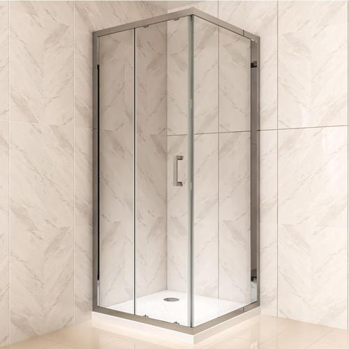 Duschkabine mit Schiebetür Eckdusche mit Rollensystem aus esg Glas 190cm Hoch 90×110 cm (Tür:110cm)
