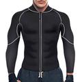 Bingrong Men's Neoprene Sweat Long Sleeves Sauna Suit Slimming Fitness Jacket Training Workout Sweatshirts Body Shaper (Black, M)